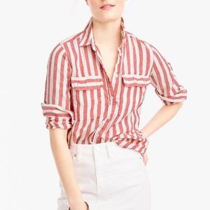 J. Crew Red Stripe Button Up Shirt